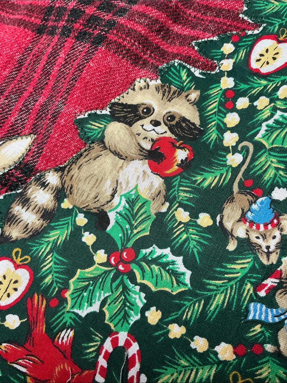 Christmas Kitsch Upcycled Top Tree Deer Star Racoon Bunny Holiday - Picture 6 of 15